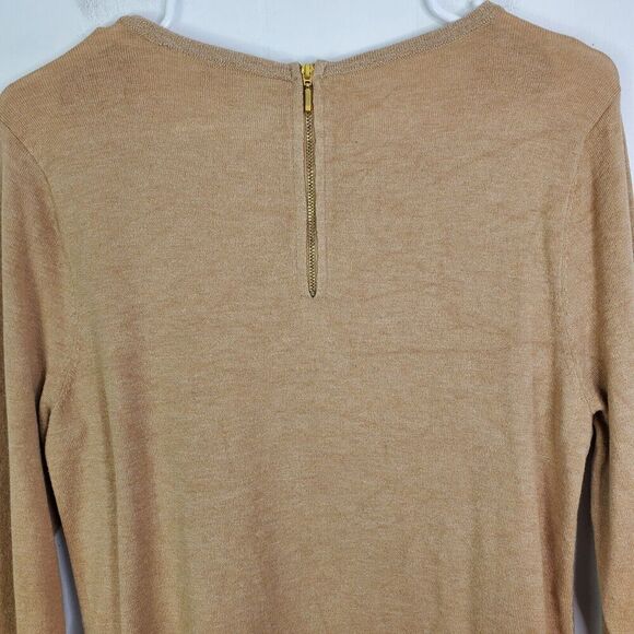 Chicos Sweater Womens 1 M Lighter Weight Zip Back Tan Neutral Capsule Office - Picture 4 of 10